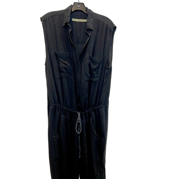 ENZA COSTA Black Sleeveless Challis Utility Drawstring Waist Jumpsuit - Size M - Picture 13 of 15